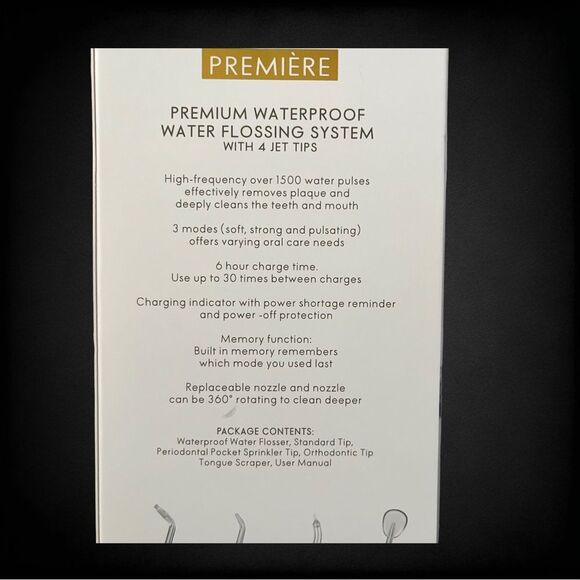 ELLE PREMIER Premium Waterproof Water Flossing System With 4 Jet Tips New In box - Picture 5 of 6